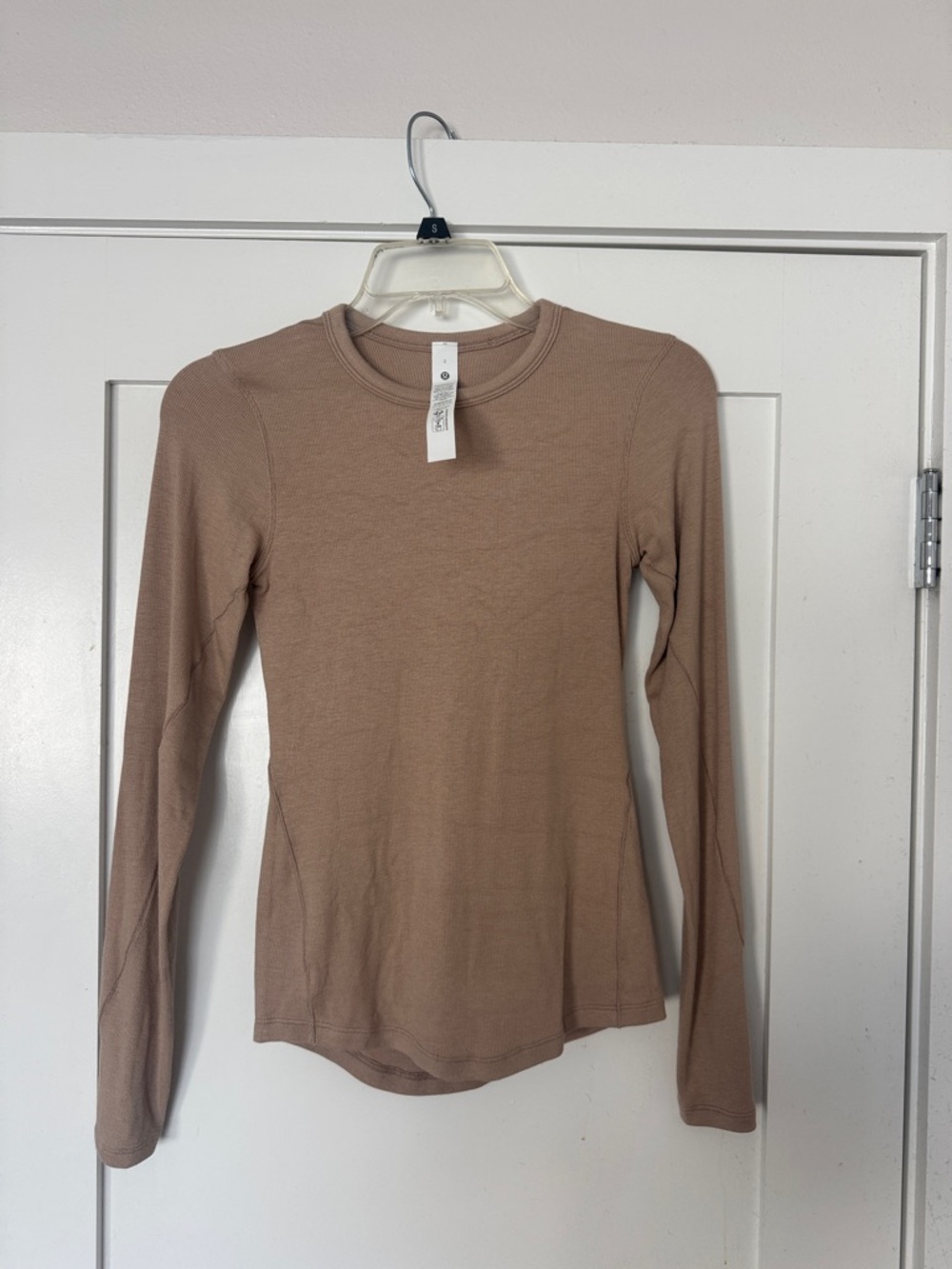 lululemon athletica Long Sleeve Crewneck Top in Light Brown